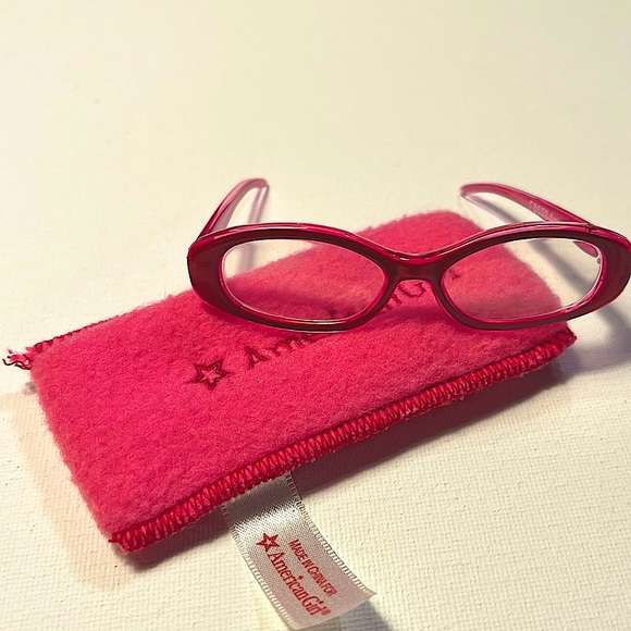 American Girl Rosy Glasses with Case for 18 inch doll & 14 sets of earrings - Picture 1 of 9